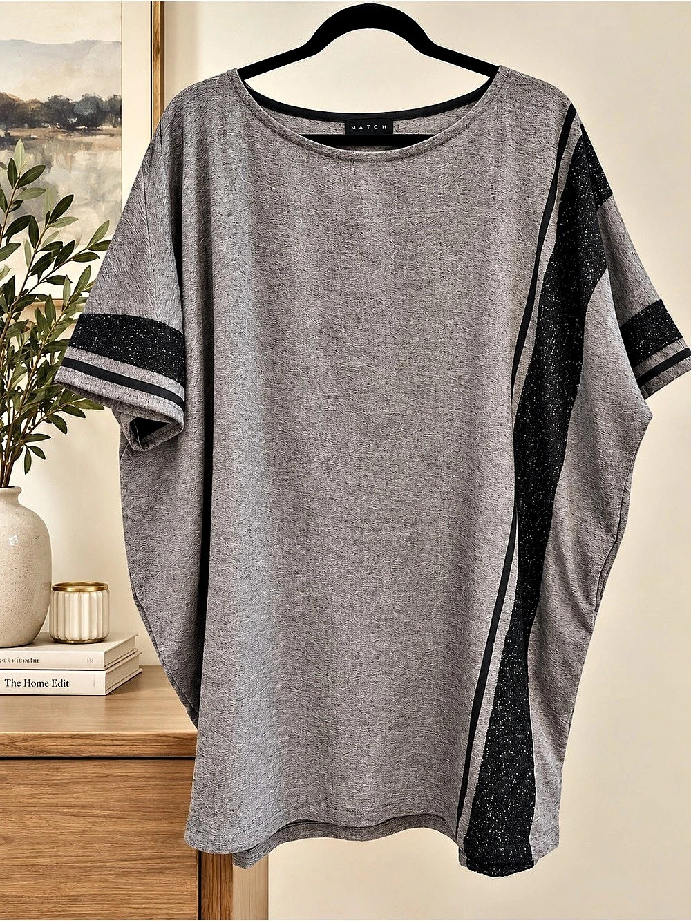 HATCH Collection Maternity Slouchy Knit Dress/Tunic - Gray Colorblock - Size O/S